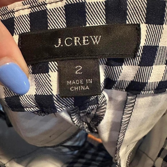 J.Crew Navy Blue & White Plaid Gingham Trousers Size 2 - Picture 4 of 8